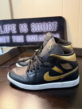 Nike Black and Gold High-Top Sneakers